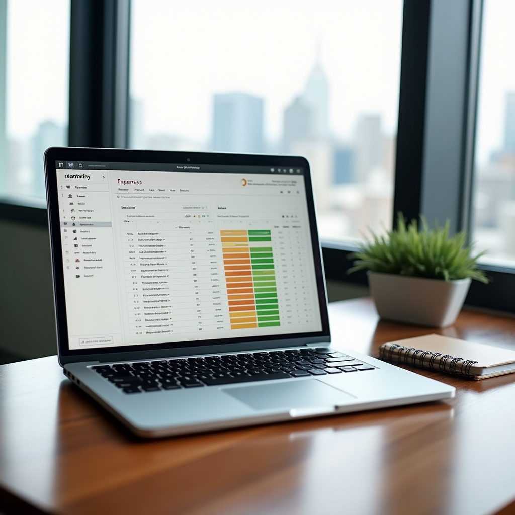 Dashboard di monitoraggio delle spese mensili su laptop